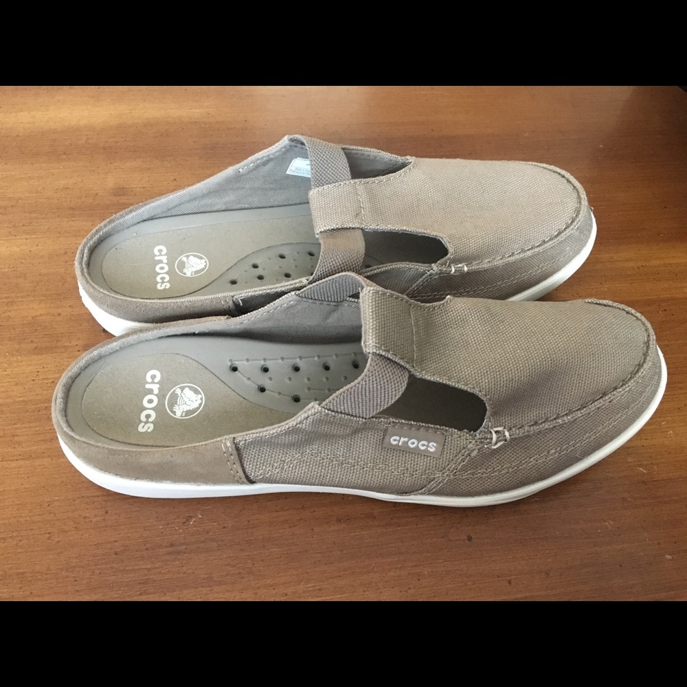 Crocs fabric, backless slip-ons